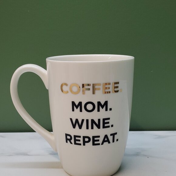 Mug- Gold Lettering Coffee. Black lettering Mom. Wine. Repeat - Indigo Brand - Picture 3 of 7